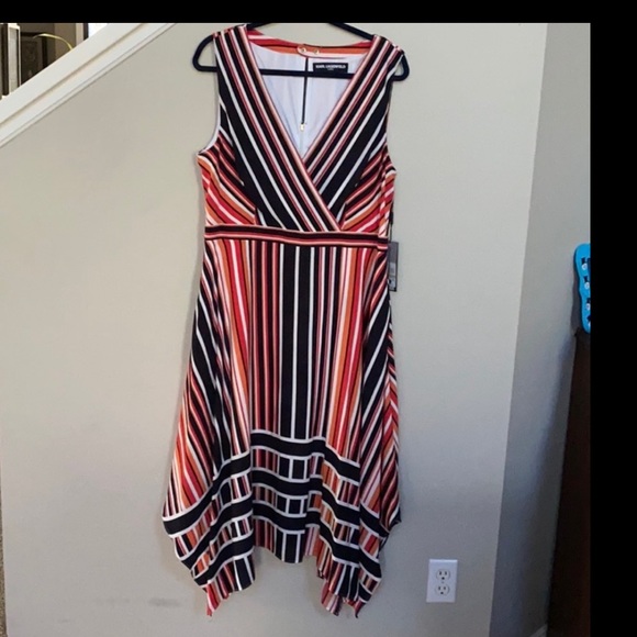 Karl Lagerfeld Striped handkerchief hem midi dress - Picture 7 of 7